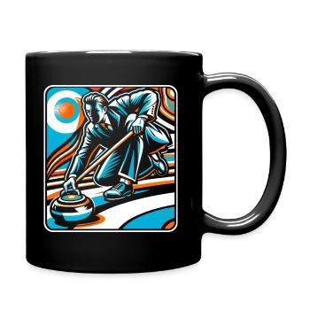 Curling Geschenk - Retro Vintage Design - Tasse einfarbig - Schwarz - Rechts