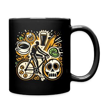 Radfahren, Bier & Kaffee - Perfekte Geschenkidee - Tasse einfarbig - Schwarz - Rechts