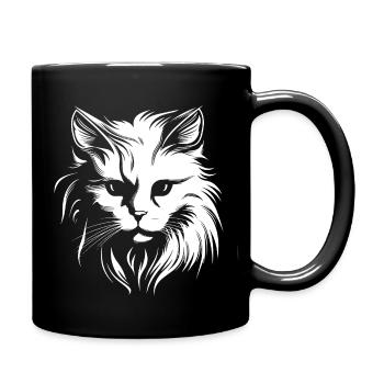 Cat, Cat Motif, Cat Face - Full Colour Mug - black - Right