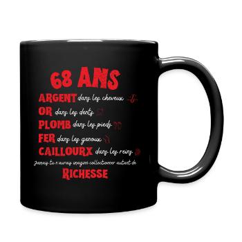 68 Years Old Birthday Woman Man Funny Gift Idea - Full Colour Mug - black - Right