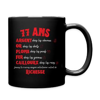 77 ans Anniversaire Femme Homme Drôle Idée Cadeau - Mug uni - noir - Droite
