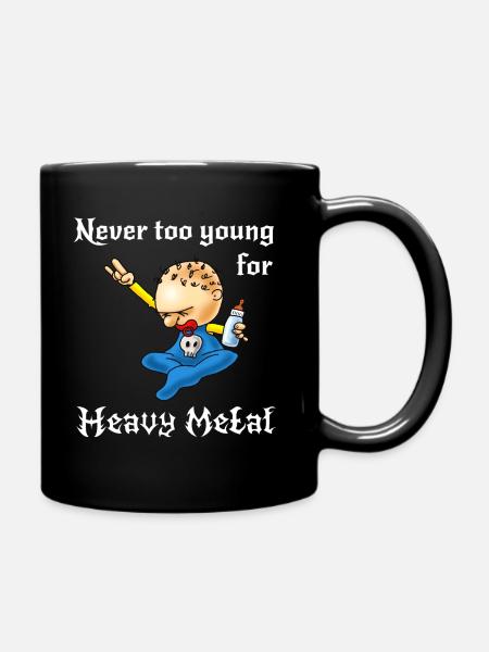 Heavy metal Babe - Never too young for Heavy metal - Full Colour Mug - black