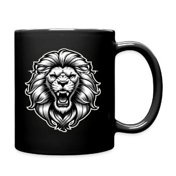 Lion's Head Lion the Majestic Wild Animal - Full Colour Mug - black - Right