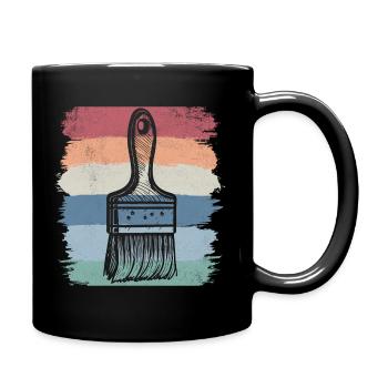 Paint Brush Retro Vintage Style Artist Art - Full Colour Mug - black - Right