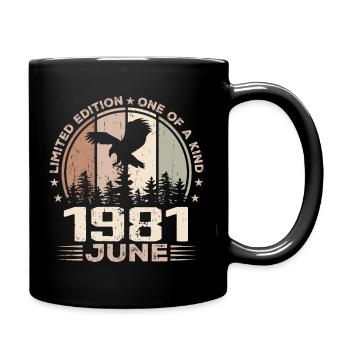 Unvergleichlich seit Juni 1981, 43. Jubiläum - Tasse einfarbig - Schwarz - Rechts