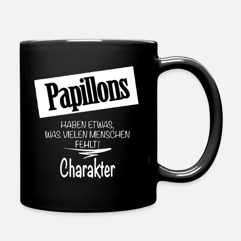Papillon Hund - Tasse einfarbig - Schwarz