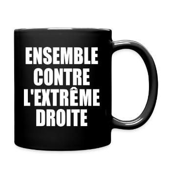 Together against the far right - Full Colour Mug - black - Right