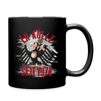 In Köln seit 1974. En Kölle jebore. Kölner Wappen - Tasse einfarbig - Schwarz - Rechts