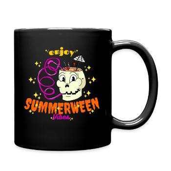 Genieße Summerween Vibes Funny Summer Skull Drink - Tasse einfarbig - Schwarz - Rechts