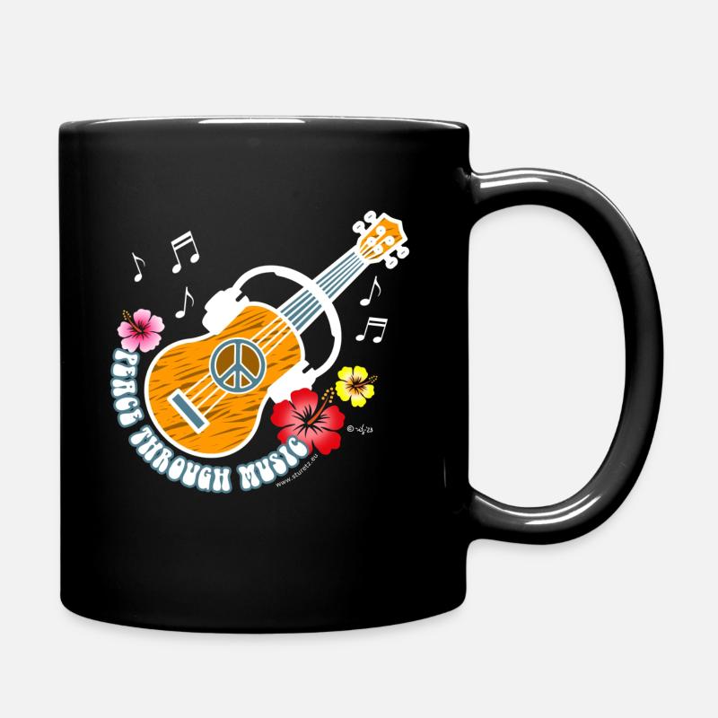 peace through music - Tasse einfarbig - Schwarz
