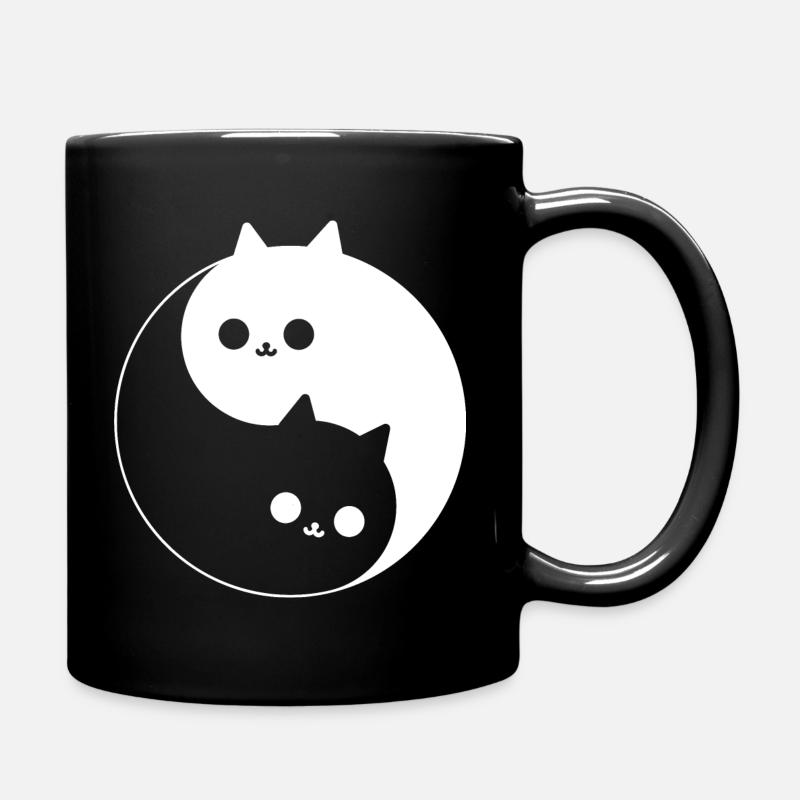 Yin et Yang mignons avec des chats - Mug uni - noir