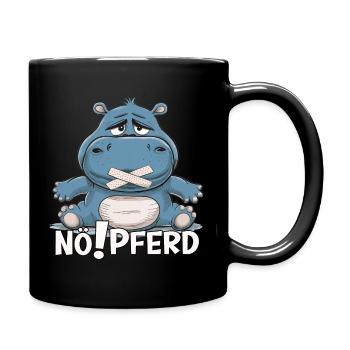 Nöpferd Nö! Nein! Nielpferd Hippo frech Comic - Tasse einfarbig - Schwarz - Rechts