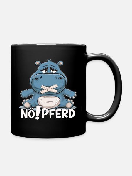 Nöpferd Nö! Nein! Nielpferd Hippo frech Comic - Tasse einfarbig - Schwarz