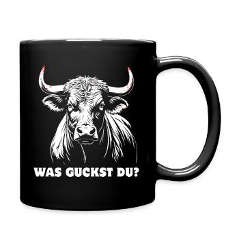 Stier - Was guckst du? stolz, selbstbewusst - Tasse einfarbig - Schwarz - Rechts