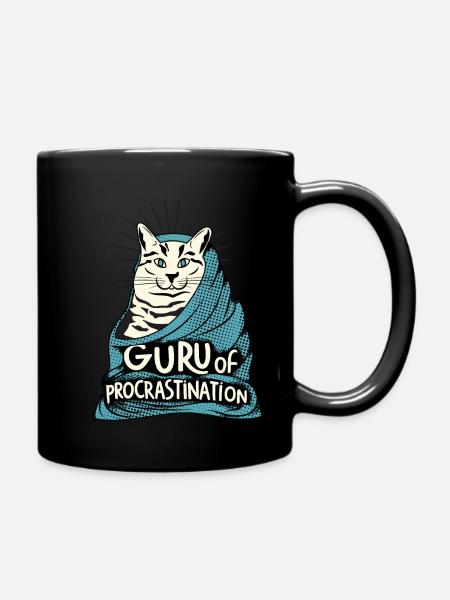 Procrastination cat - Tasse einfarbig - Schwarz