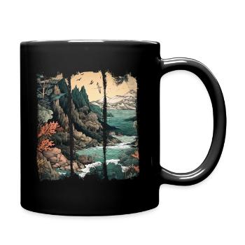 Vintage Natural Paradise Mountains, Rivers and Adventure - Full Colour Mug - black - Right