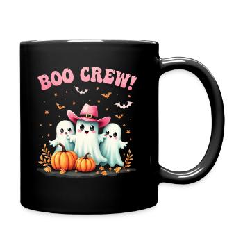 Boo Crew, süße Halloween Geister rosa Cowboyhut - Tasse einfarbig - Schwarz - Rechts