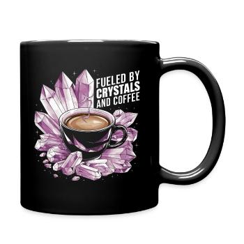 Kraft durch Kristalle und Koffein - Tasse einfarbig - Schwarz - Rechts
