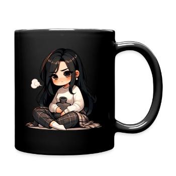 Gemütlicher Anime-Stil mit Wärmflasche - Tasse einfarbig - Schwarz - Rechts