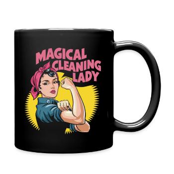 Für humorvolle Reinigungsprofis - Tasse einfarbig - Schwarz - Rechts