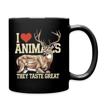Loving and Tasting Animals – For True Hunters - Full Colour Mug - black - Right