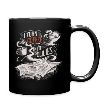Quand le café rencontre l’assurance, c’est avec humour - Mug uni - noir - Droite