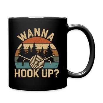 Garn und Humor vereint - Tasse einfarbig - Schwarz - Rechts