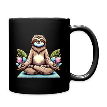 Entspannter Yoga Faultier Meditation - Tasse einfarbig - Schwarz - Rechts