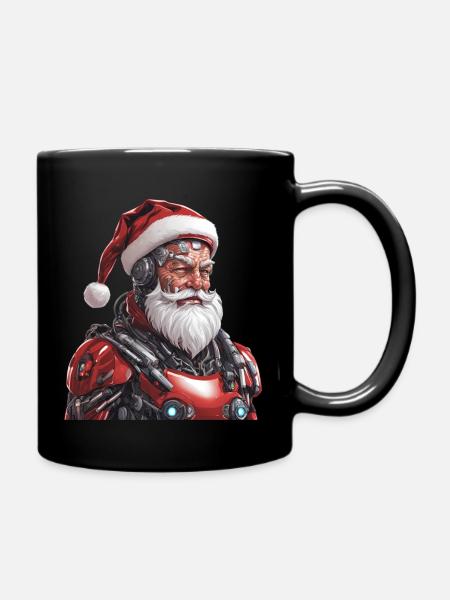 Cyborg Weihnachtsmann - Tasse einfarbig - Schwarz