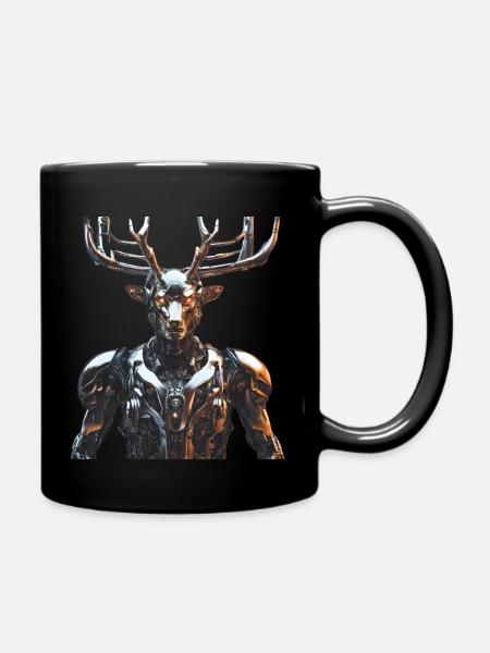 Cyborg Reindeer - Full Colour Mug - black