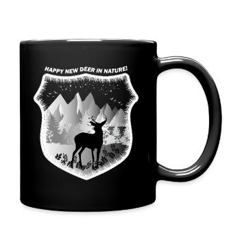 HAPPY NEW DEER IN NATURE! HAPPY NEW DEER! - Full Colour Mug - black - Right