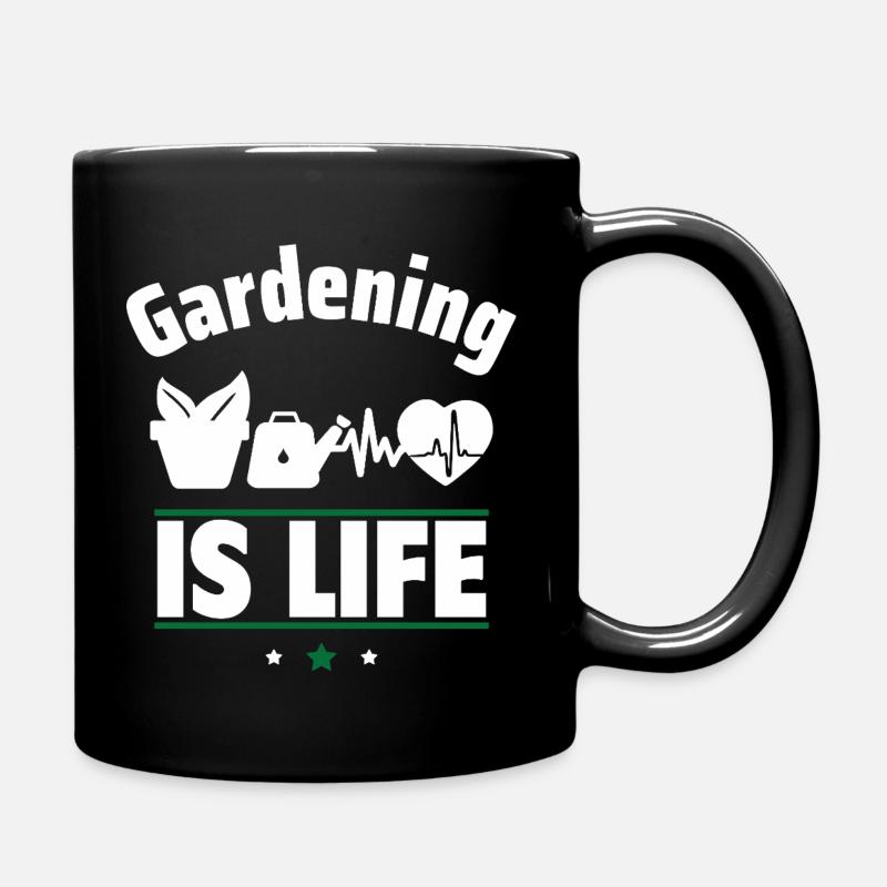 Gartenarbeit ist das Leben - Tasse einfarbig - Schwarz