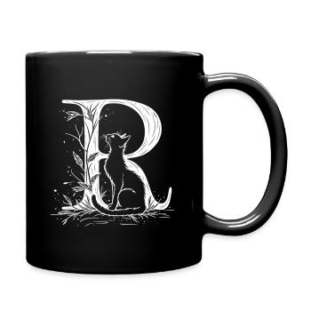 Letter R with cat - Full Colour Mug - black - Right