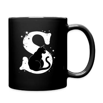 Lettre S avec chat - Mug uni - noir - Droite