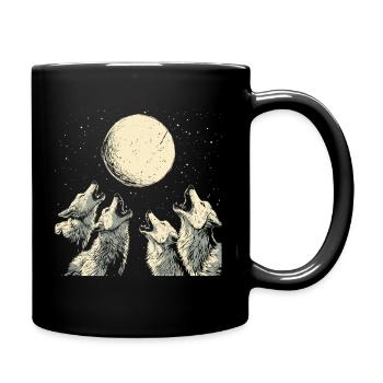 Heulende Wölfe Jahrgang Wolf Mond - Tasse einfarbig - Schwarz - Rechts