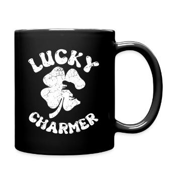 Glücksbringer Kleeblatt für St. Patricks Day Kinder - Tasse einfarbig - Schwarz - Rechts