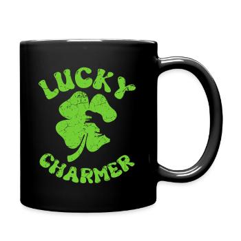 Lucky charmer shamrock for St Patricks day kids - Full Colour Mug - black - Right