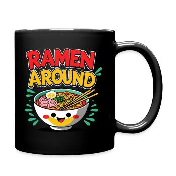 Ramen Around - Lustige Ramen-Nudel-Illustration - Tasse einfarbig - Schwarz - Rechts