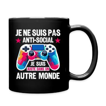 I'm not anti-social - Full Colour Mug - black - Right