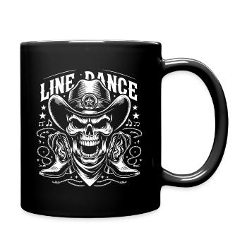 Line Dance Skull mit Stetson und Boots und Lasso - Tasse einfarbig - Schwarz - Rechts