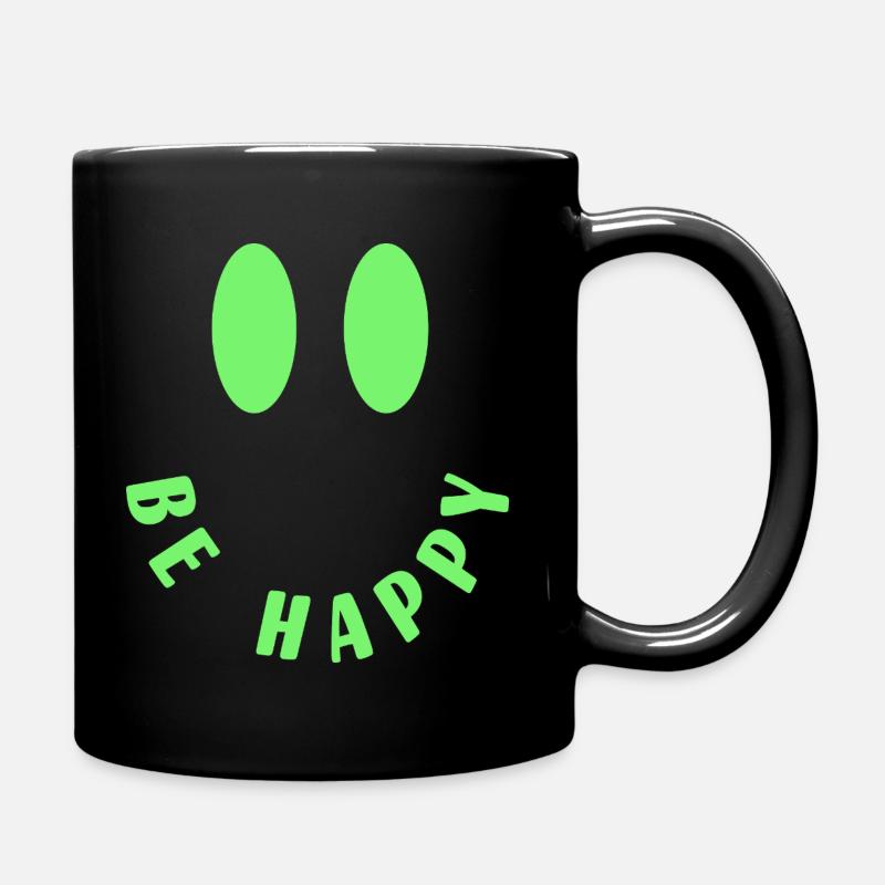 Be Happy - Smile - Positives Denken - Tasse einfarbig - Schwarz