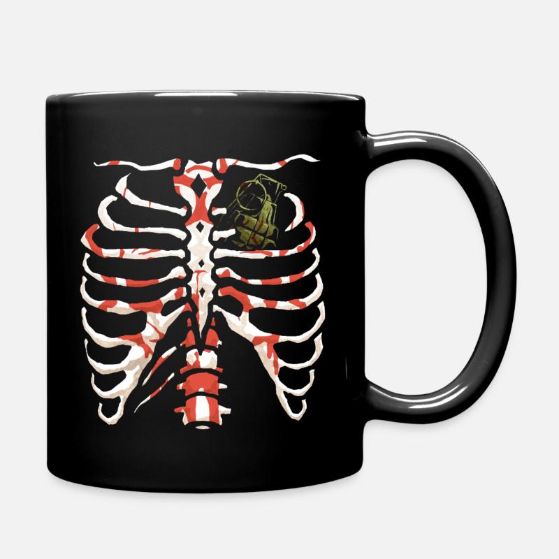 Human Bone Rib Cage with Grenade - Full Colour Mug - black