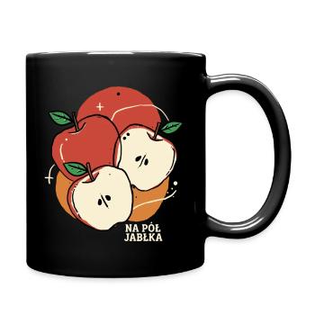 Ein halber Apfel - Tasse einfarbig - Schwarz - Rechts