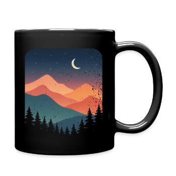 Berglandschaft im Mondschein - Wanderlust Nachtsze - Tasse einfarbig - Schwarz - Rechts