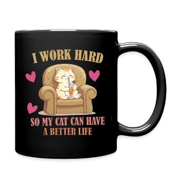 Chat drôle boisson fauteuil humour détente - Mug uni - noir - Droite