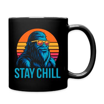 Stay Chill Retro Yeti Design - Full Colour Mug - black - Right