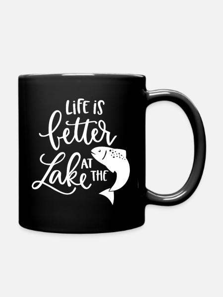 Lake Life Inspiration Fish Citation Design - Mug uni - noir