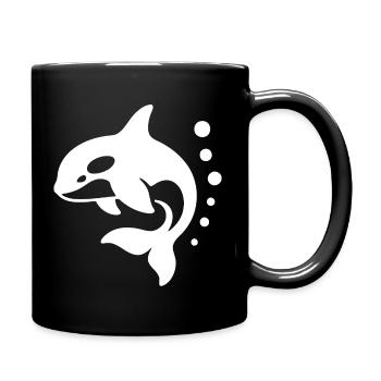 Dynamische Delfinkunst für Active Wear - Tasse einfarbig - Schwarz - Rechts