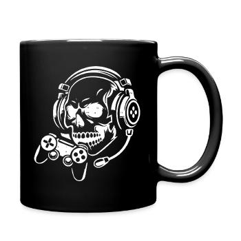 Crâne avec conception de casque de jeu - Mug uni - noir - Droite