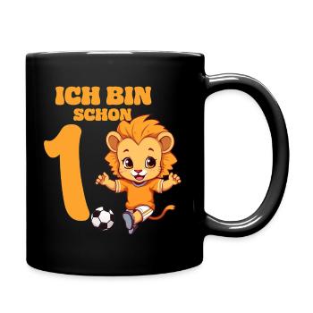 1 Bébé 1er Anniversaire Fille Garçons Football Lion - Mug uni - noir - Droite
